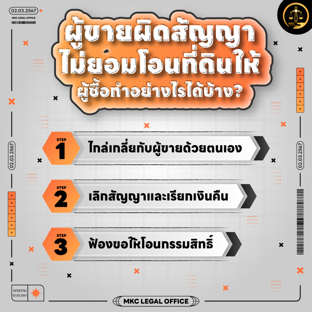Info - เมื่อผู้ขายผิดสัญญาจะซื้อจะขาย ไม่โอนที่ดิน จะทำอะไรได้บ้าง
